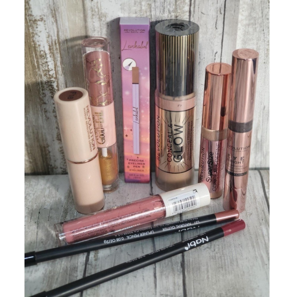 Revolution Makeup Lot 9 Items Foundation Concealer Lip Gloss Eyeliner Pencil Set - Picture 3 of 6